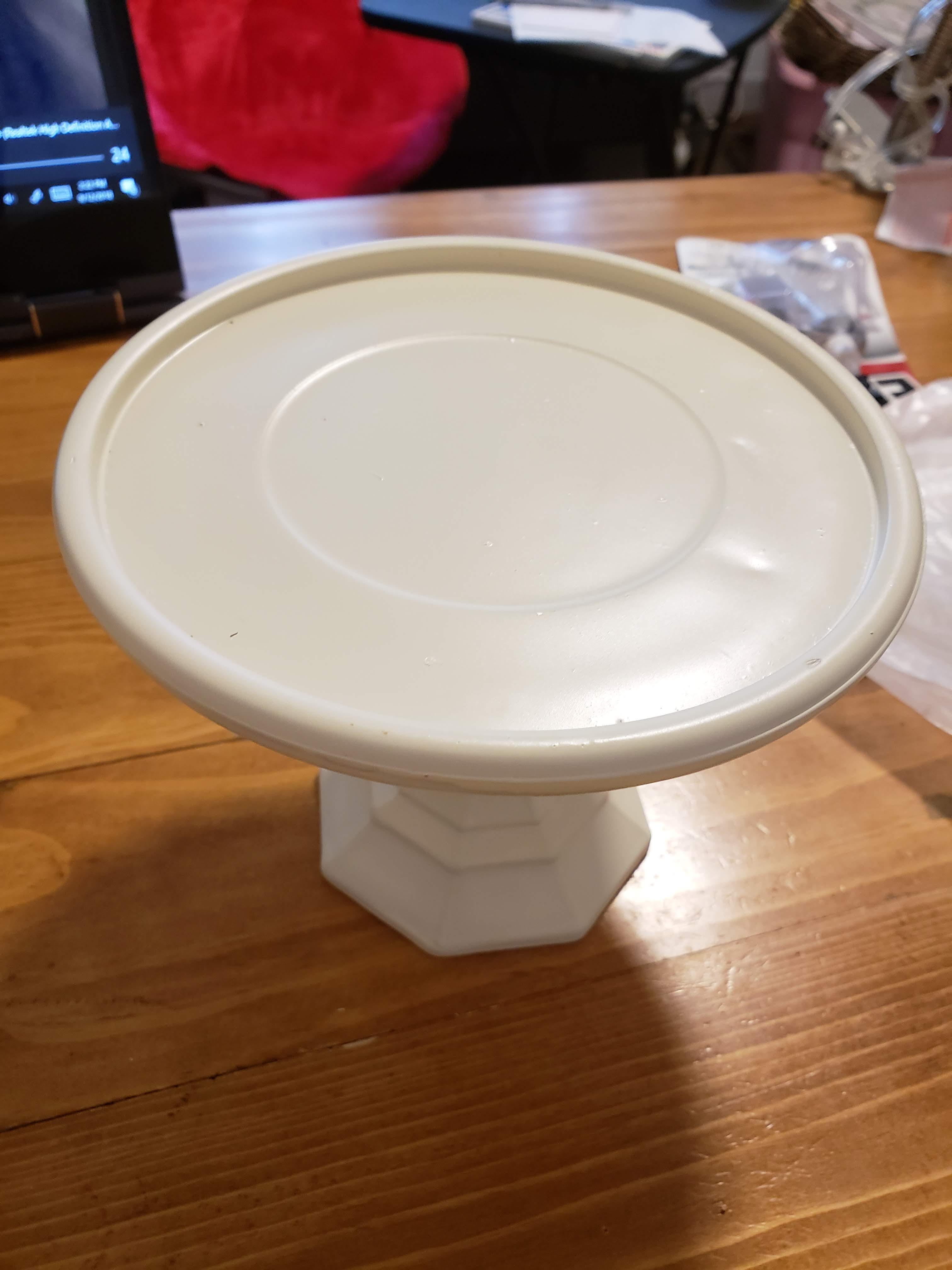 Glue dish to top of candle holder