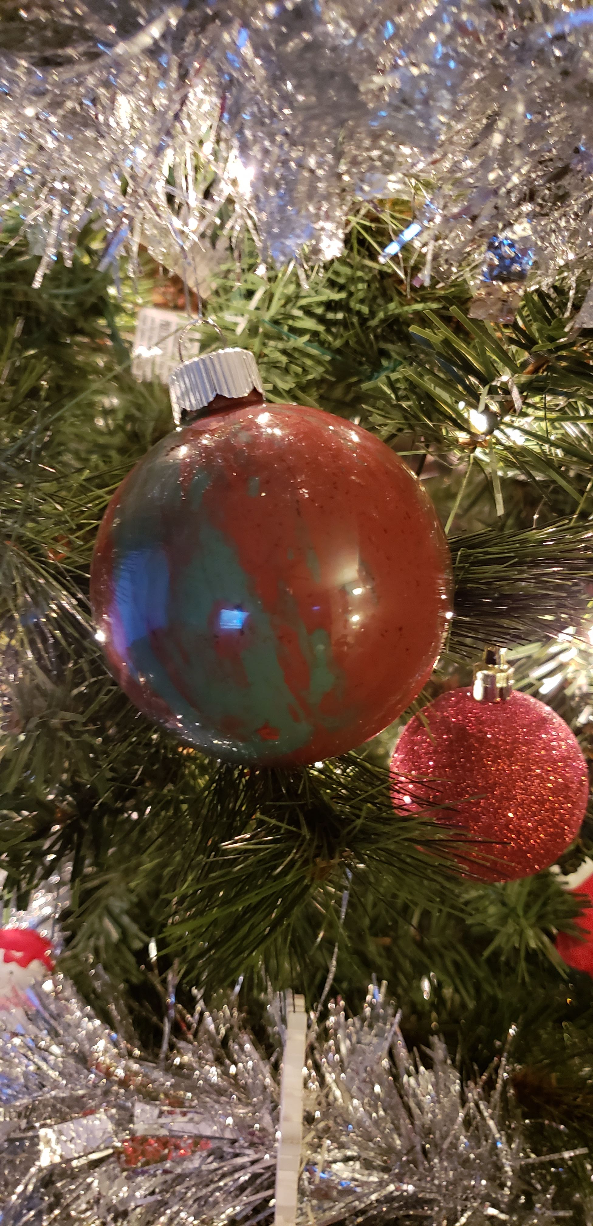 Red Paint Swirl Ornament 