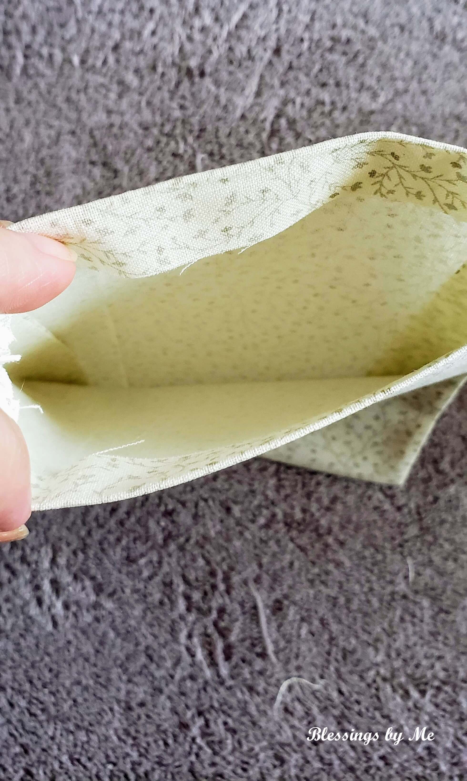DIY No Sew Lavender Scented Drawer Sachet Step 5: Fold the top edges in and line with hem tape