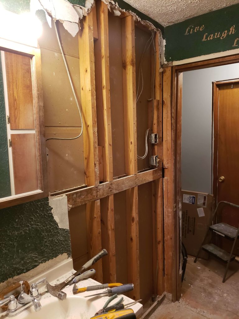 The wall is down - bathroom renovation