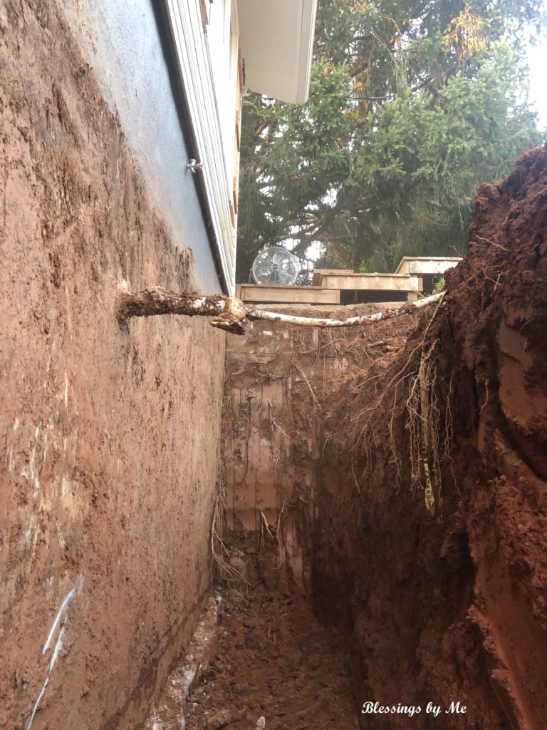 Trench in front of the house