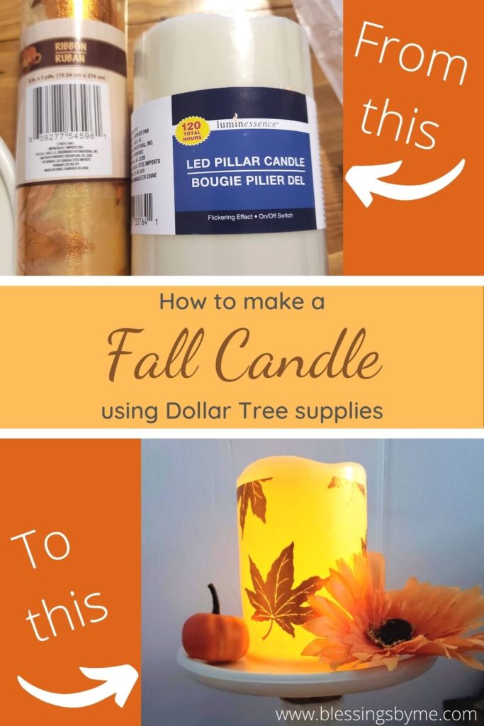 fall candle holder Dollar Tree DIY