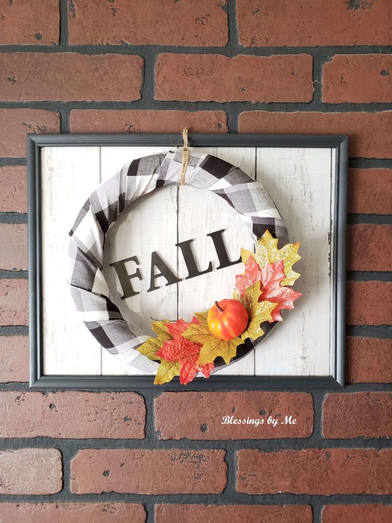 Completed fall wreath wall decor