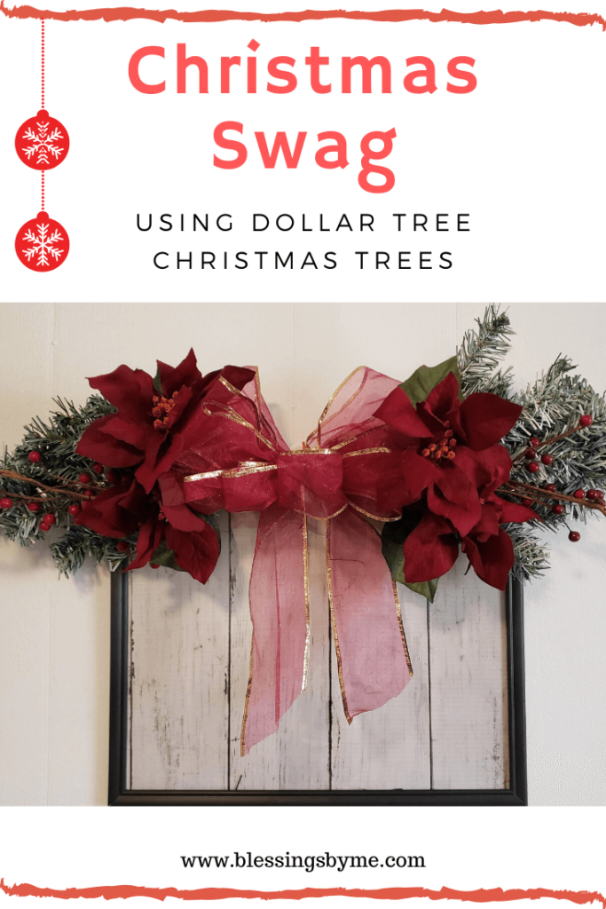 Christmas swag using 2 Dollar Tree mini Christmas Trees