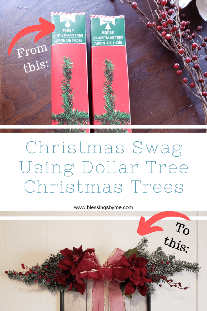 Christmas Swag made from 2 Dollar Tree Christmas Trees