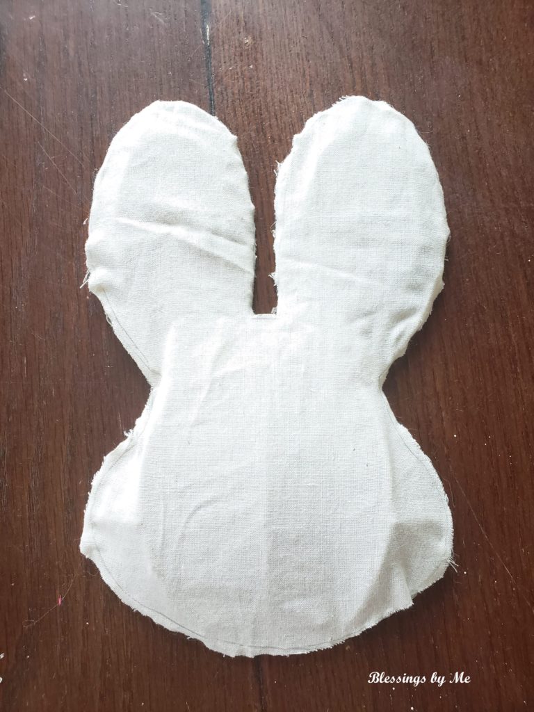 Step 6 - glue the fabric to the rustic bunny