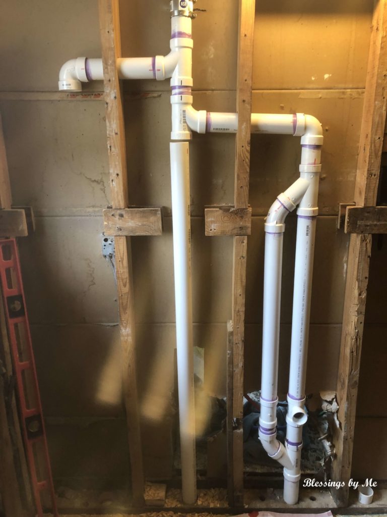 Plumbing for sink and toilet