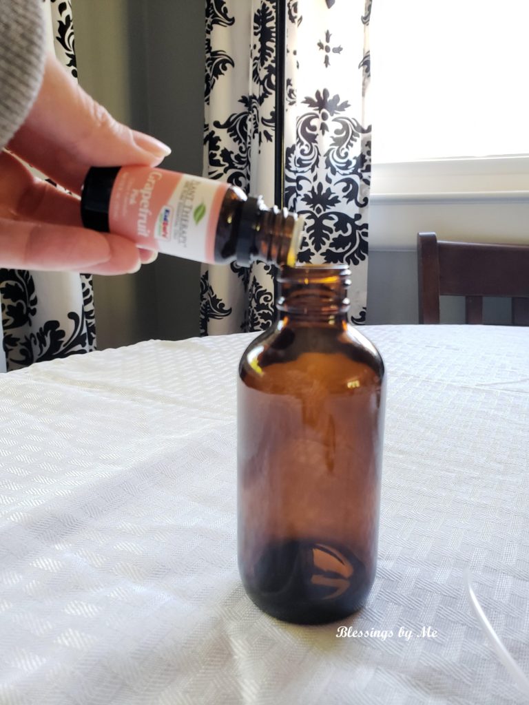 step 1 - add the essential oils to the room spray