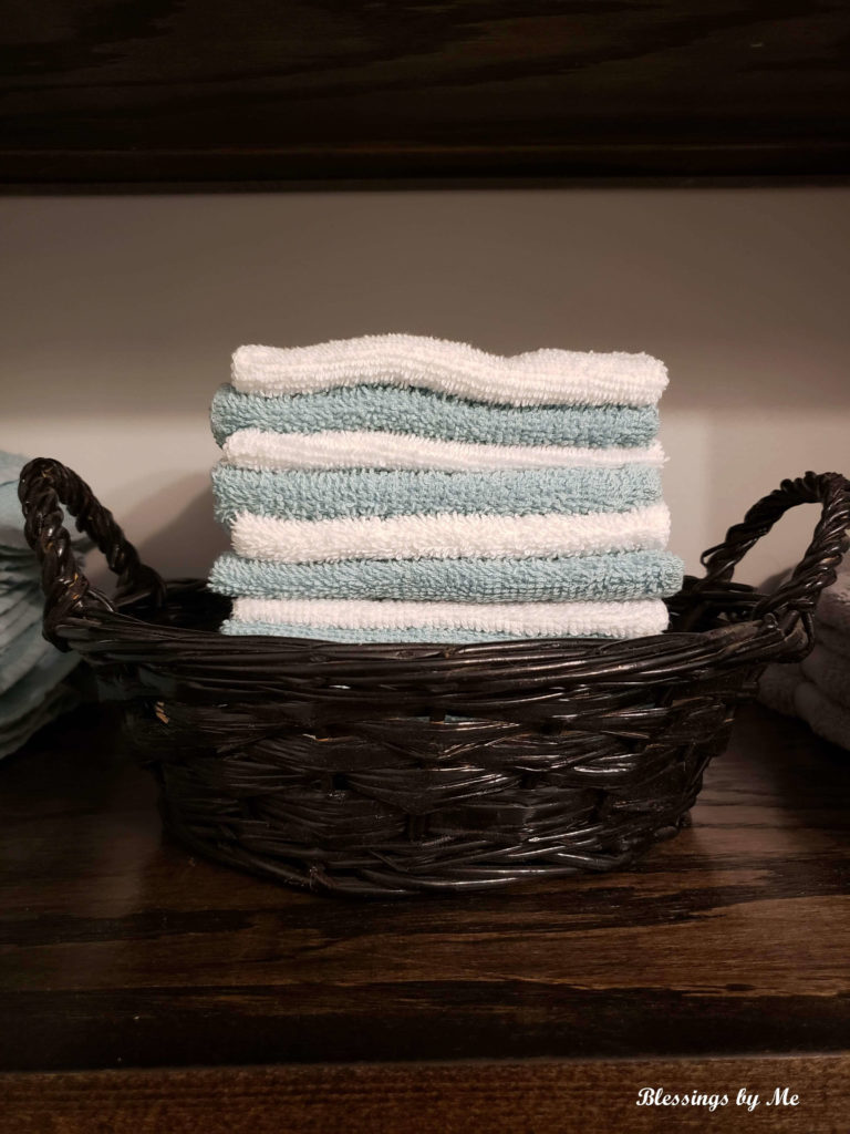 keep washcloths in a basket