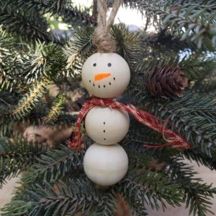 wood bead snowmen ornaments