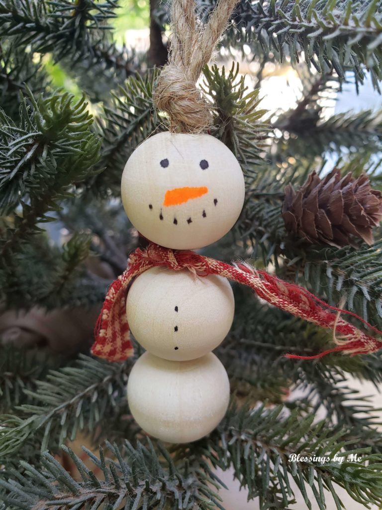 wood bead snowmen ornaments 