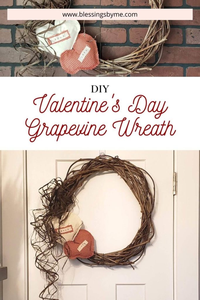 simple grapevine wreath for Valentine's Day