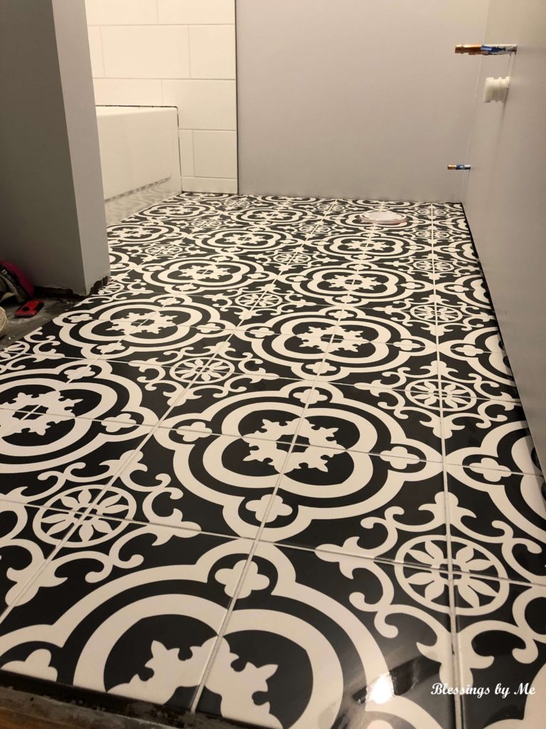 tiled bathroom floor