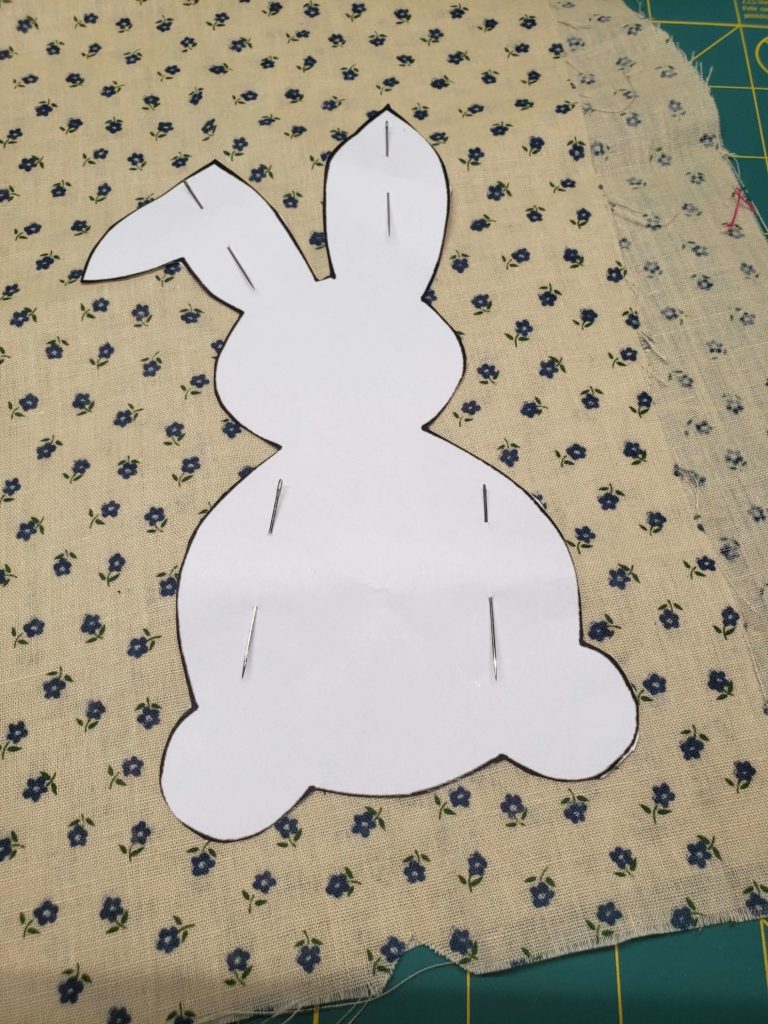 Step 1 - pin the bunny template to the fabric