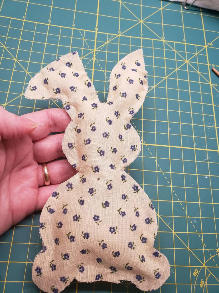 step 4 - glue and stuff the no-sew fabric bunny