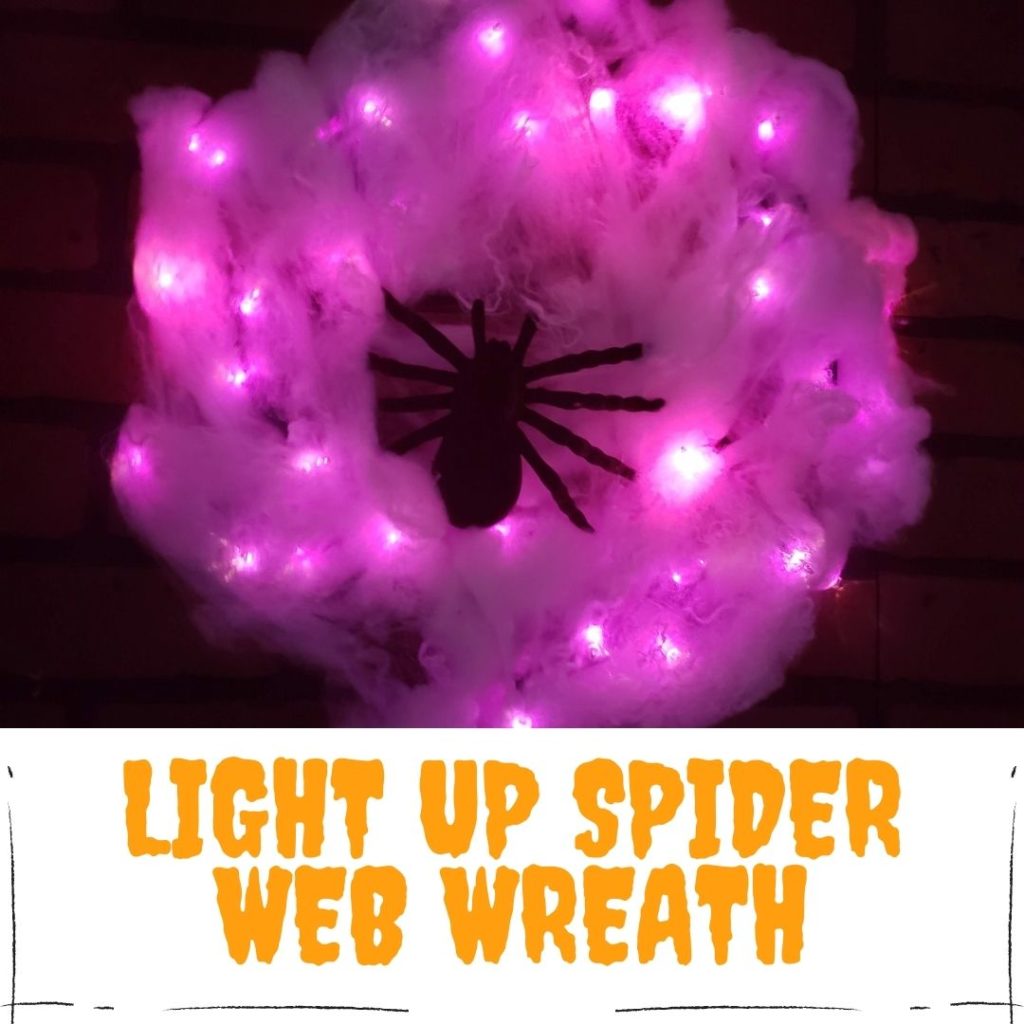 light up spider web wreath